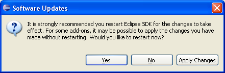 Reboot Eclipse Dialog Window