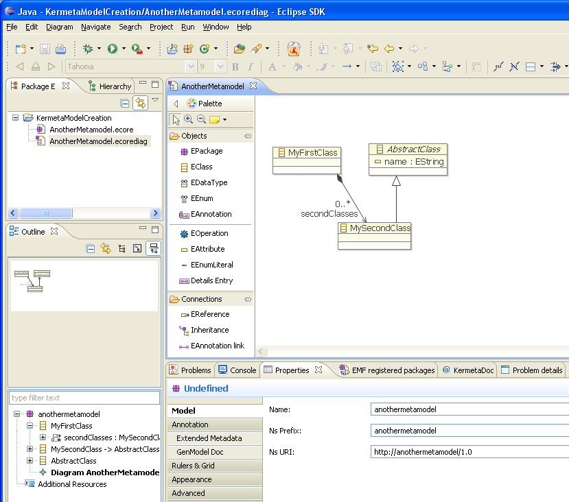Sample use of Ecore tool diagram editor on top of an ecore file